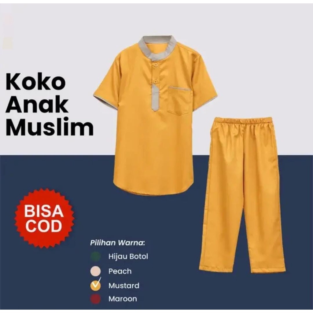 PROMO SETELAN BAJU KOKO ANAK BAYI LAKI LAKI USIA 1 SAMPAI 10 TAHUN/KOKO ANAK/JUBAH ANAK/PAKAIAN MUSLIM ANAK/GAMIS ANAK/KOKO BAYI/KURTA BAYI