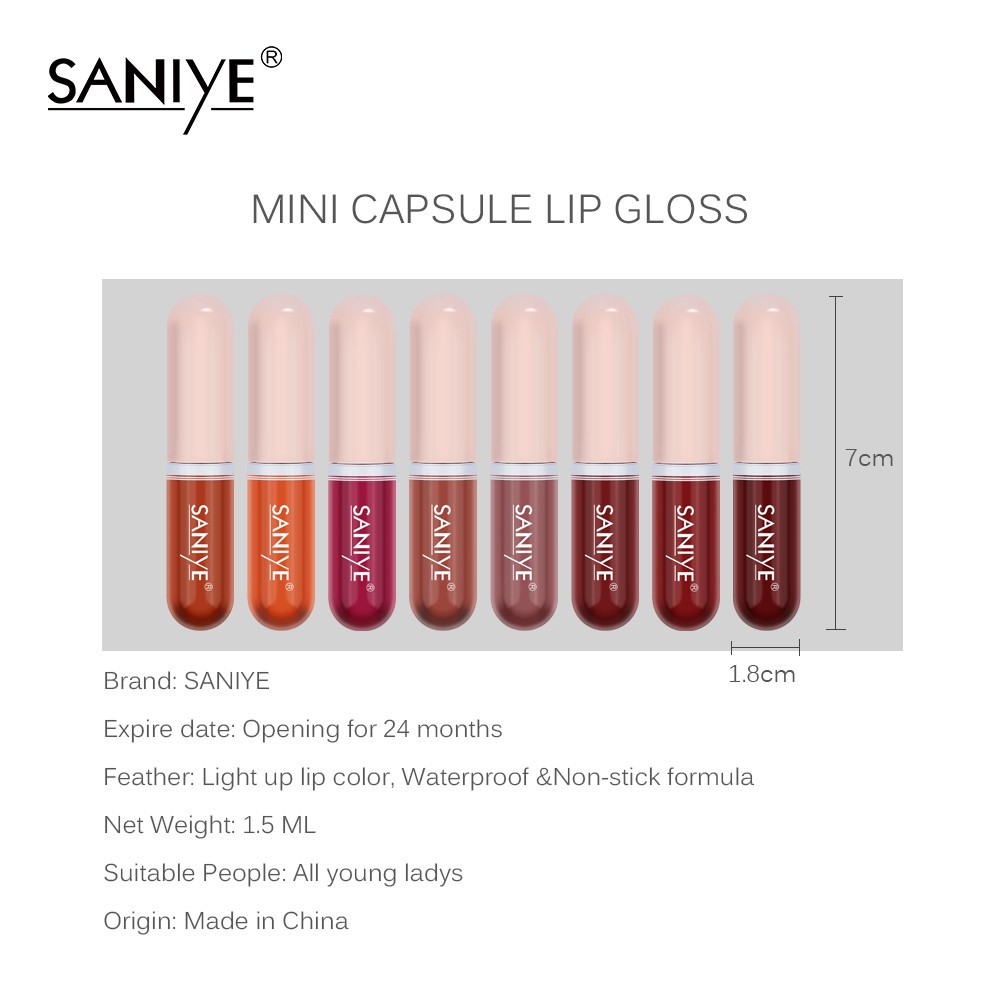 [100% ORIGINAL] SANIYE Matte Lipstik Tahan Lama Waterproof Mini Kapsul Murah Lip Matte 12 Warna L1135