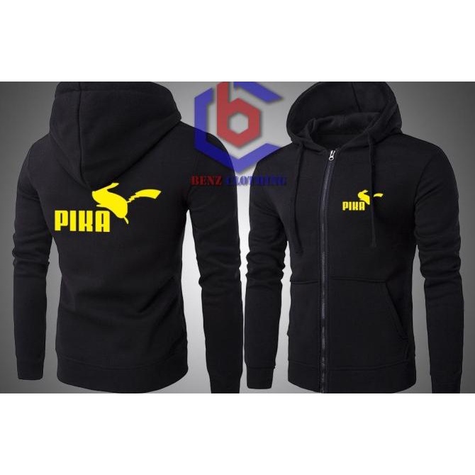 Jaket Hoodie Sweater PIKA Outerwear Pria Wanita Zipper Resleting Depan Polos Sablon Polyflek Korea