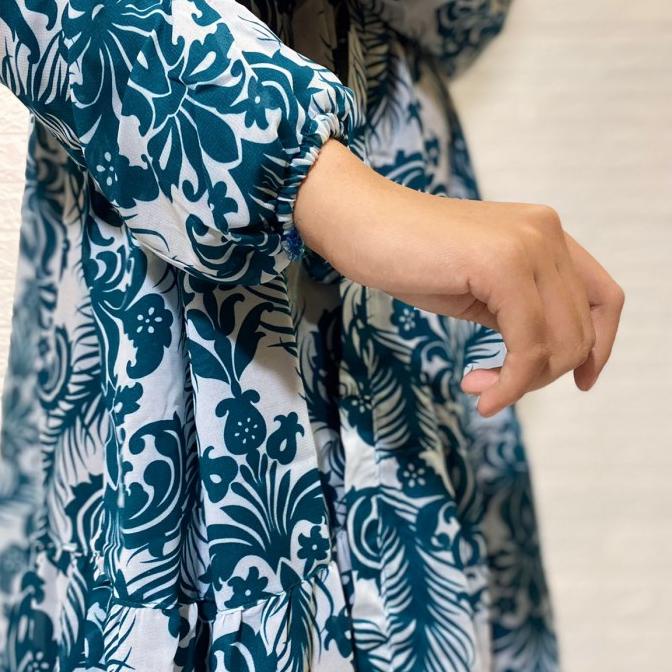 SALE NOW LONG OUTER MURAH BERKUALITAS MOTIF SIFON PREMIUM MOTIF BUNGA BIRU SALE