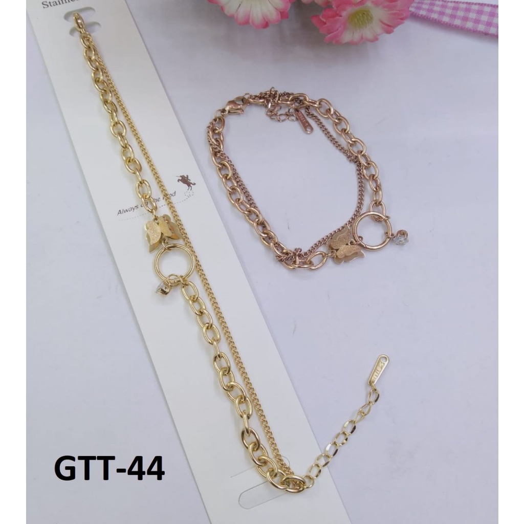 GELANG TANGAN KAKI TITANIUM EMAS GOLD BULAT ROMAWI TERMURAH / DUNIA GELANG TERBARU