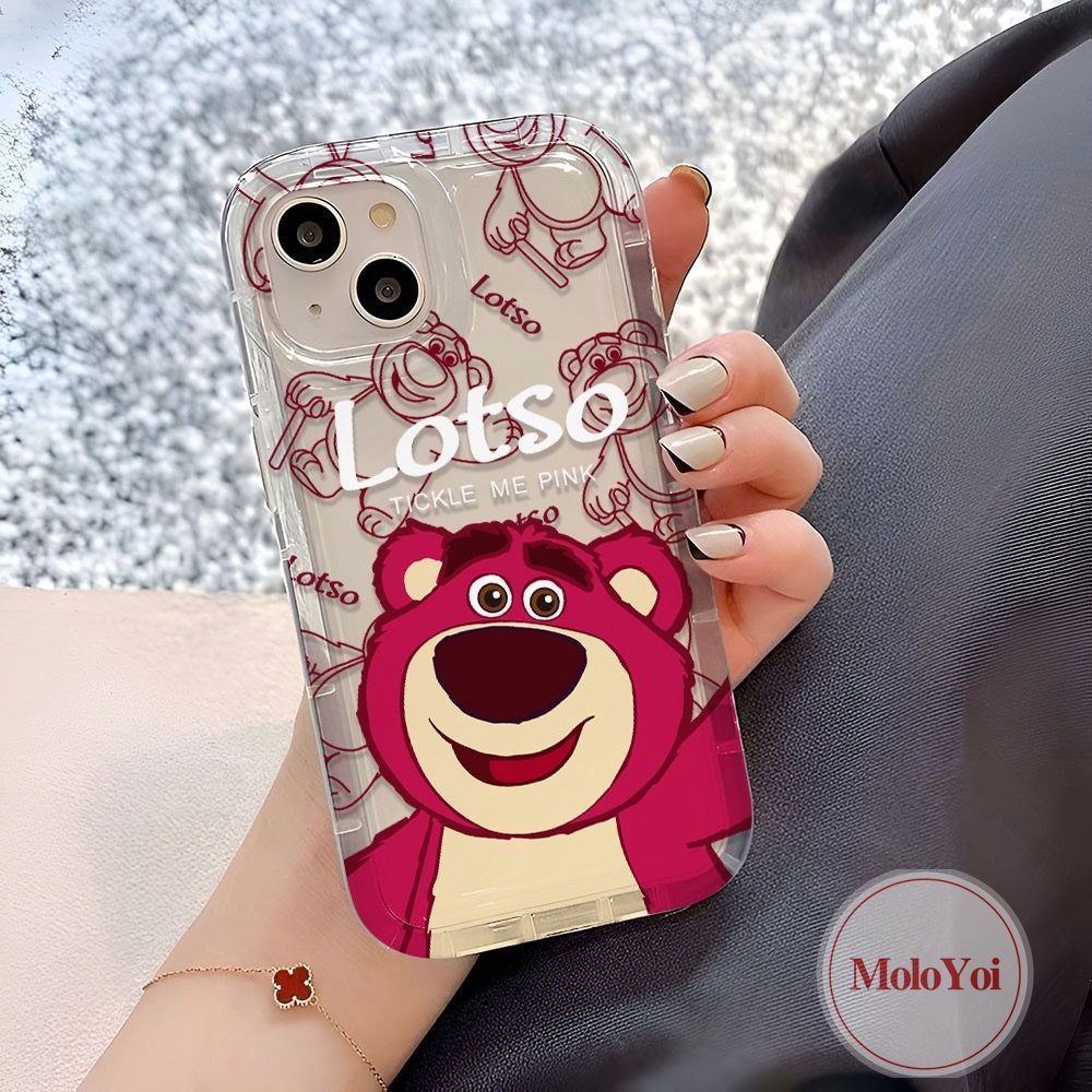 IPHONE Casing Ponsel Beruang Strawberry Lucu Kompatibel Untuk Iphone11 7 8 Plus XR 13 12 14 Pro MAX 6 6S X XS MAX Lovely Kartun Manyo Bening Shockproof Airbag Lembut TPU Silicon Back Cover