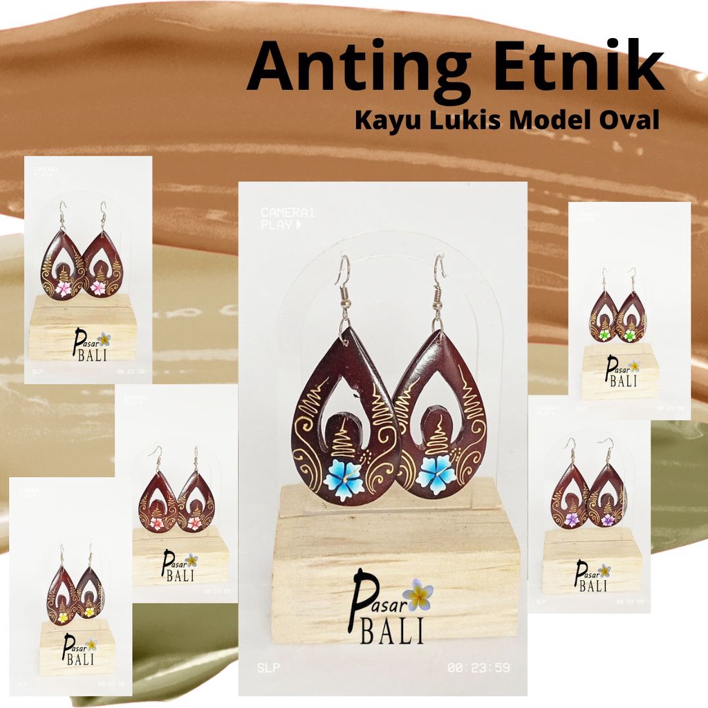 Anting Etnik Kayu Lukis 004 | Anting Vintage Wanita