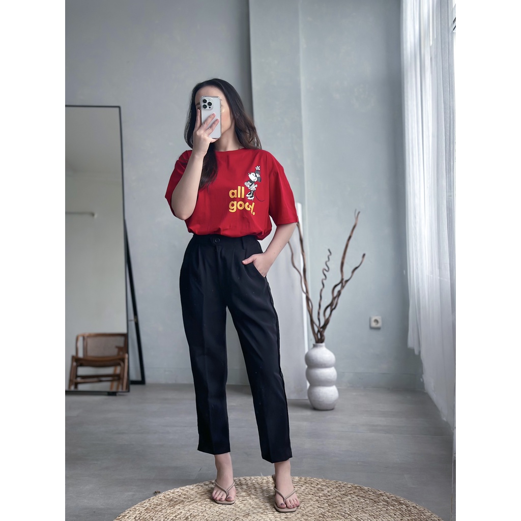 INFINITEE Kaos Wanita Lengan Pendek Ukuran Jumbo Oversized Tshirt