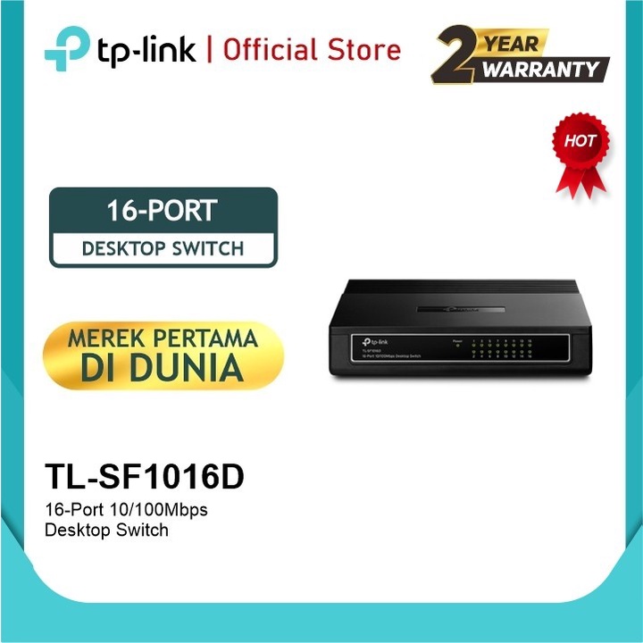 TP-LINK TL-SF1016D 16-Port 10/100Mbps Desktop Switch - Black - Original 100%