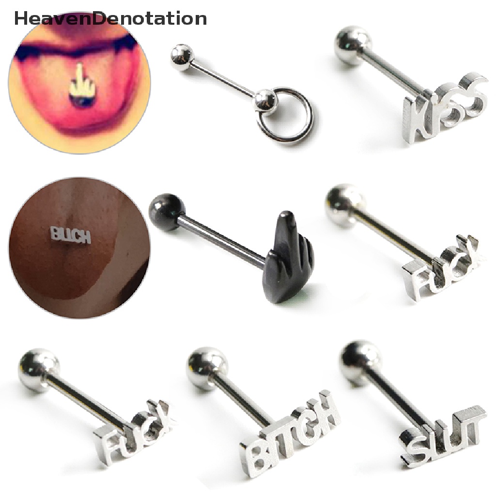 [HeavenDenotation] Punk Stainless Steel Finger Kiss Tongue Rings Body Barbell Ring Jewelry HDV