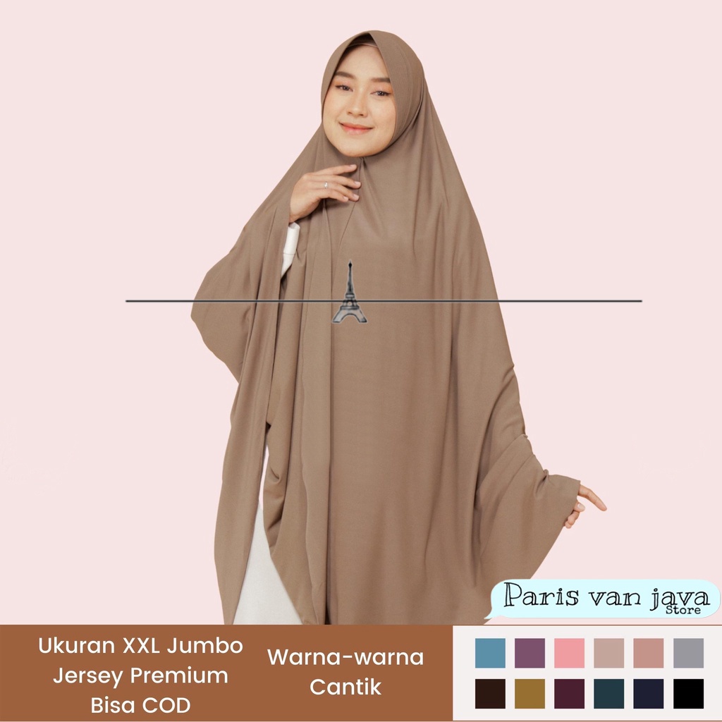 Hijab Khimar Bergo Hamidah Jumbo XXL Spandek Jersey | Jilbab Mukena Bergo Simple Pad XXL Spandek Jersey | Kerudung Ukuran Jumbo