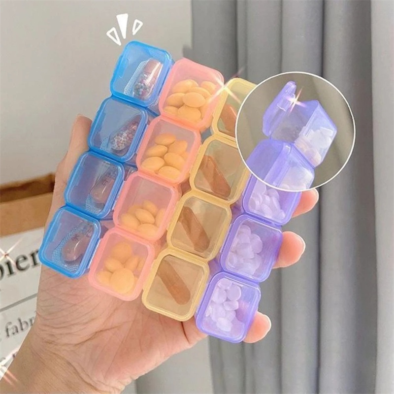 [Unggulan] Alat Tulis Kosmetik Tahan Debu Wadah Multi grid Compact Clear Plastic Box Portable Serba Serbi Perlengkapan Penyimpanan Pil Perhiasan Anti-Oksidasi Etalase