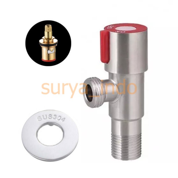 STOP KRAN KLOSET 1/2&quot; STOPKRAN TOILET SHOWER SINK MERAH STAINLESS 304