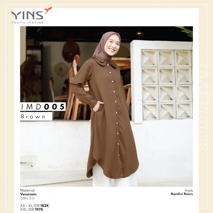 Tunik YINS IMD 005 Terbaru / Black Brown Maroon / Fashion Muslim Tunik Terbaru