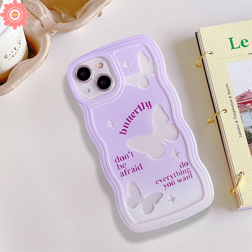 Romance Butterfly Case Kompatibel Untuk Samsung A04s A14 A13 A23 A50s A12 A52 A50 A03s A04E A32 A21s A53 A04 A22 A52s A11 A31 A33 A02s A30s A20 A51 M32 Lembut Tpu Penutup Tepi Bergelombang