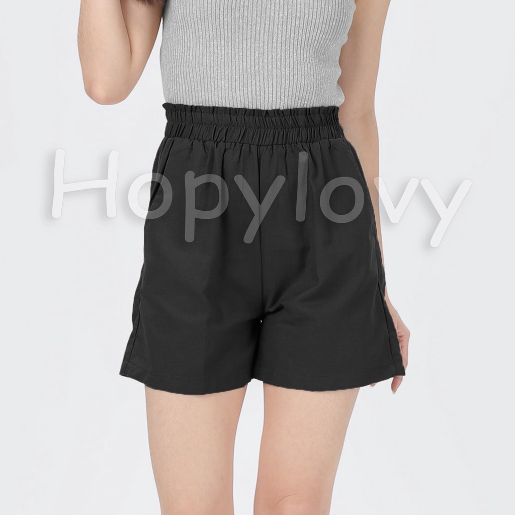 Celana Pendek Joy Linen Shorts Hotpants Pinggang Karet Hot Pants Wanita Violita HOPYLOVY