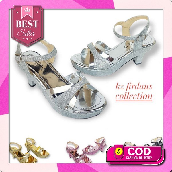 Sepatu Heel Anak Perempuan Import 2044 Blink Silver Yt151 High Heels Hak Tahu Dhl Htm Hitam Sepatu A