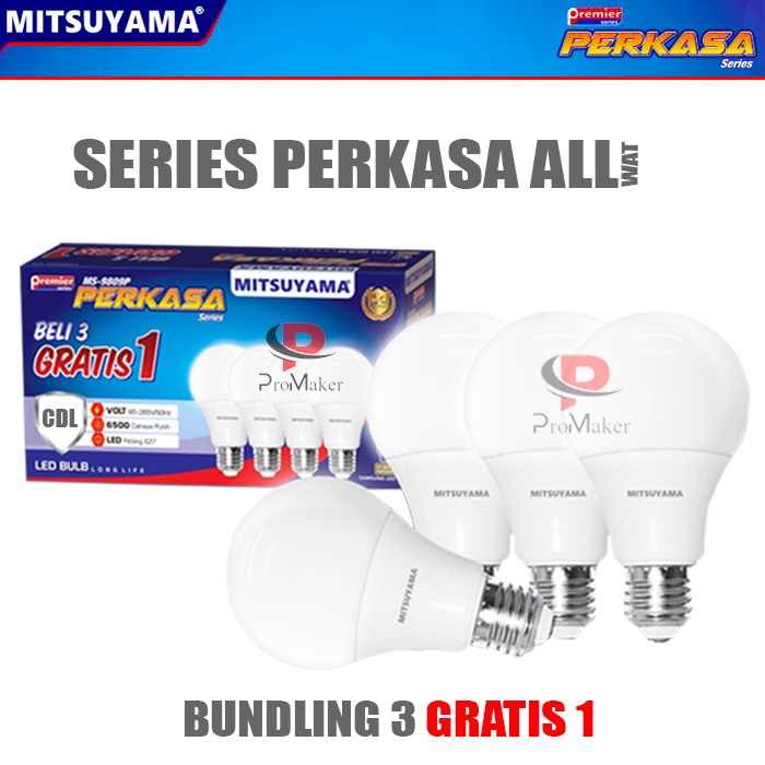 Mitsuyama MS-9812P Lampu Led Bulb 12w Premier Series Perkasa Multipack Kemasan Isi 4 Pcs Original