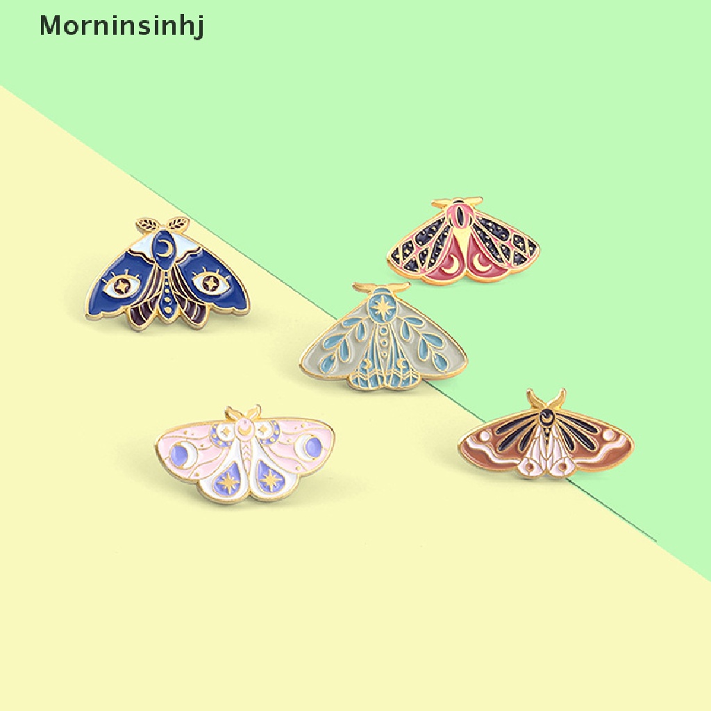 Mornin Warna Ngengat Enamel Pin Art Paing Serangga Tas Bros Kerah Lencana Kartun Perhiasan id