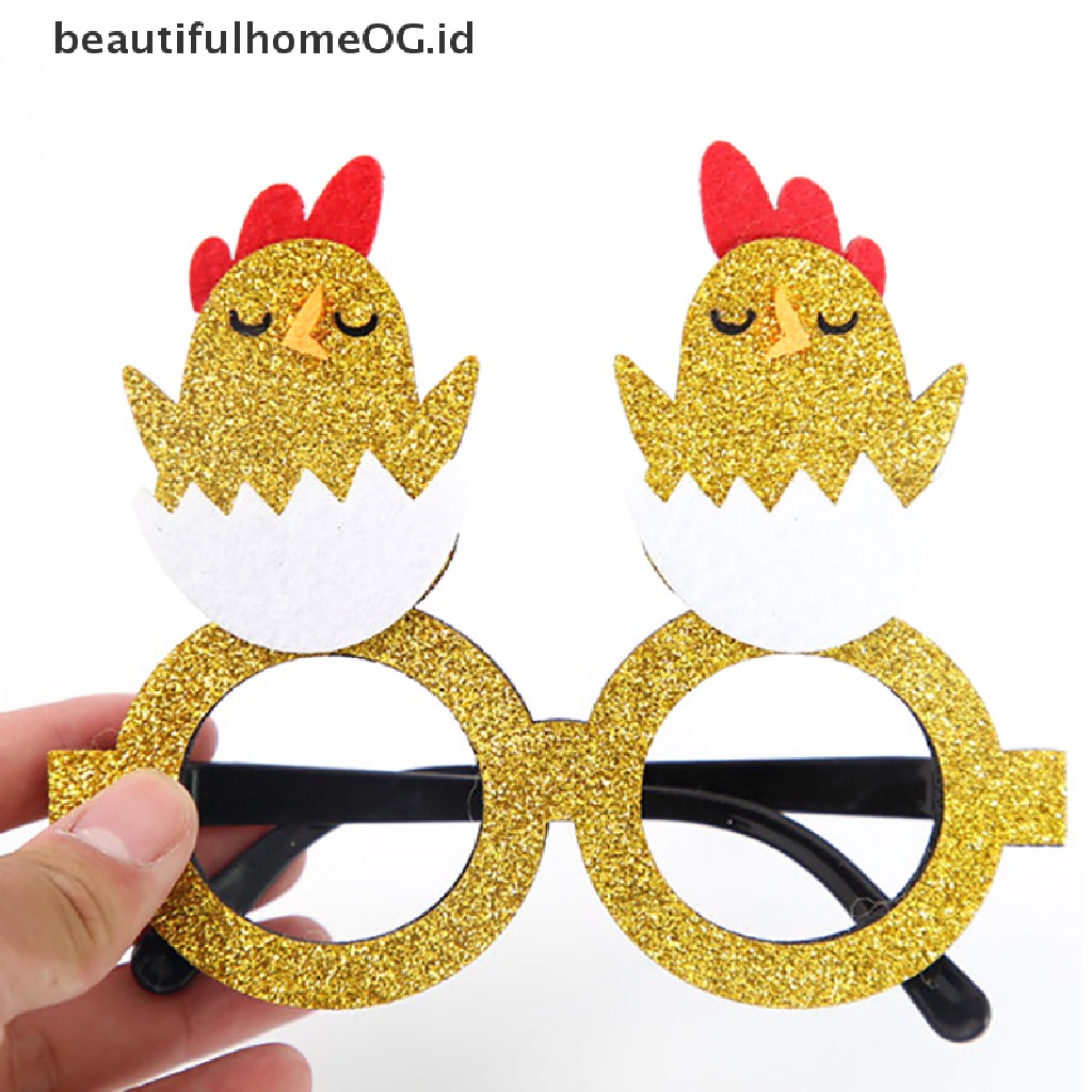 // Beautifulhomeog.id// 1PC Kacamata Paskah Bunny Telur Cewek Glitter Eyeglasses Frame Properti Foto **