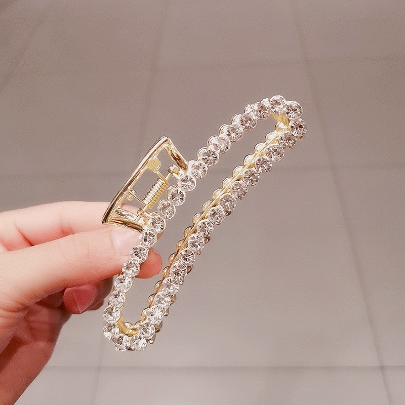 Jedai Logam 7.8cm Permata Elegan Jepit Rambut Salon Korea bahan Besi Diamonds Metal Alloy