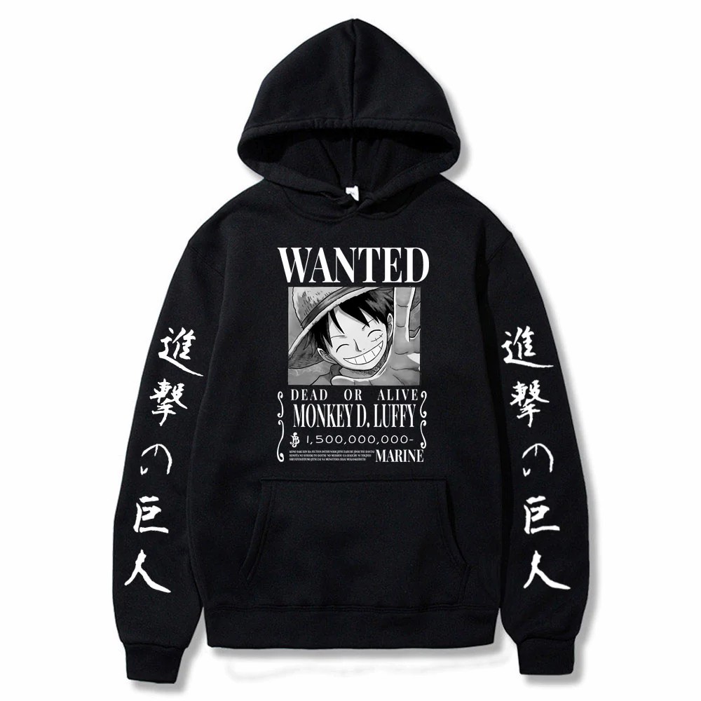 Hoodie Jacket Sweater Anak Kecil ANIME WANTED Luffy One Piece Anak sd Smp Laki Laki Perempuan Cowok 