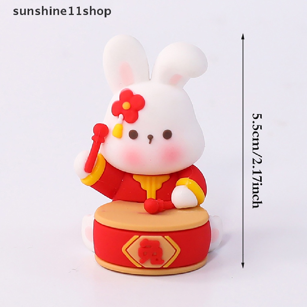 Sho Hiasan Kue Imlek Baking Cake Kelinci Tahun Boneka Ornamen Drum Lentera Topper Kue Tahun Baru Meriah Insert N