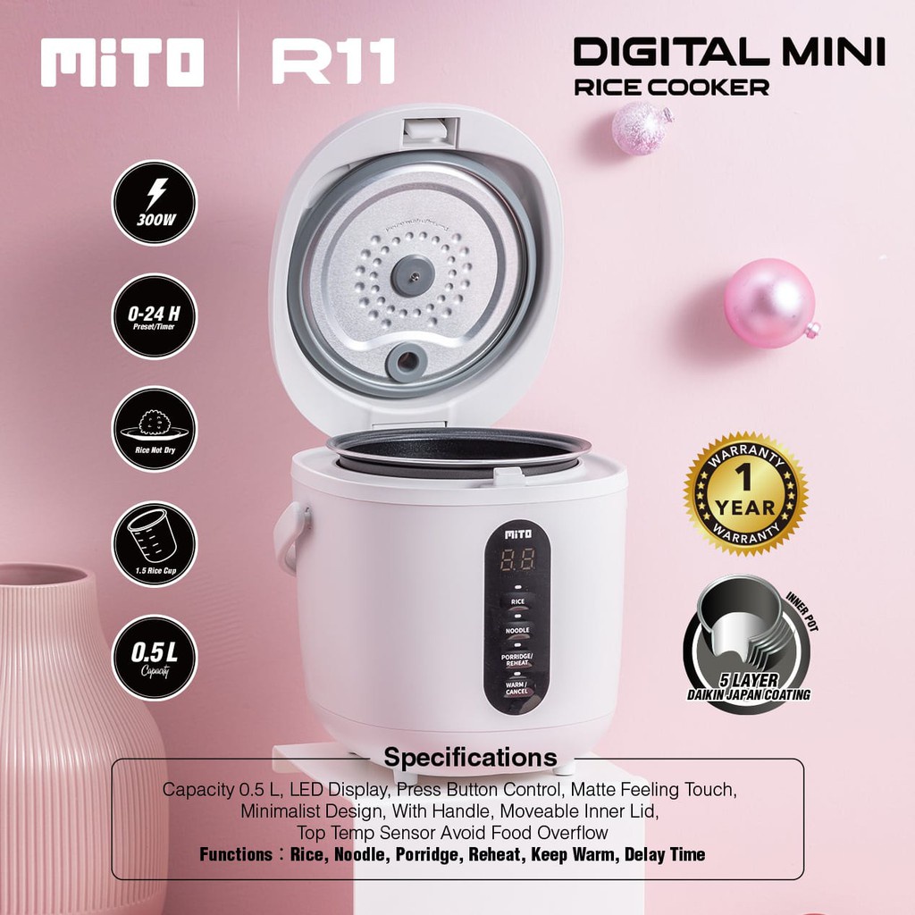 Mito R11 Premium Digital Mini Rice Cooker 0.5 Liter