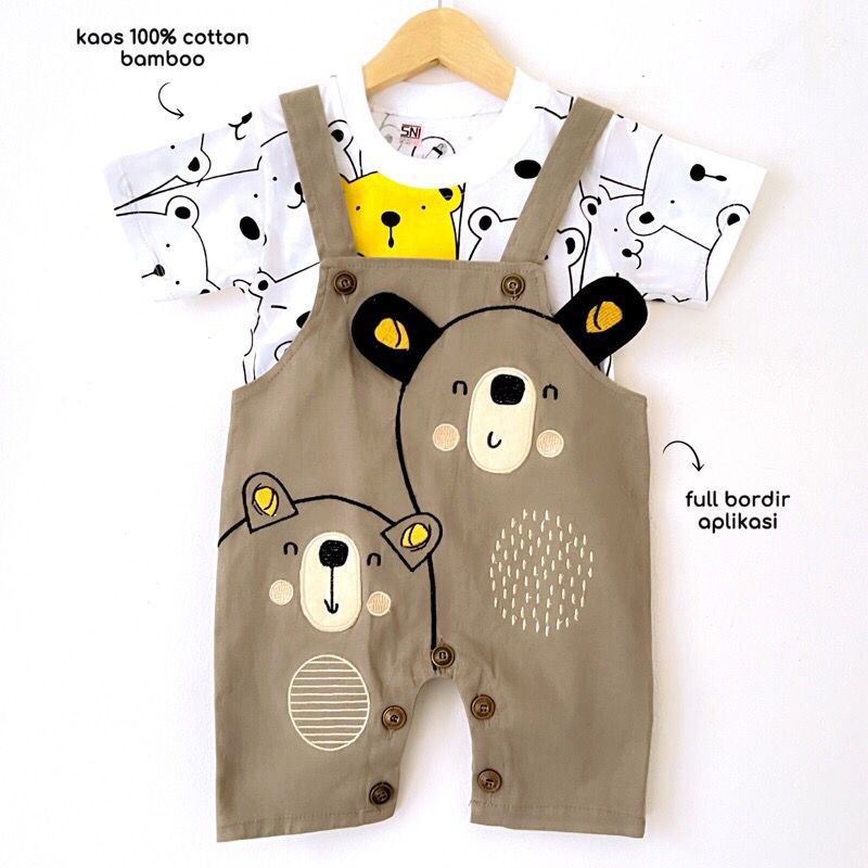 BARU! LIK058 2in1 Overall fashion Dino bayi cowok laki-laki baju kodok Pergi Jalan Casual