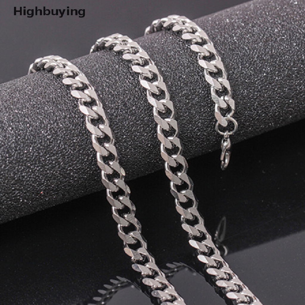 Hbid Ukuran 4-6mm Kalung Pria Stainless Steel Kuba Link Rantai Hip Hop Perhiasan Hadiah Glory