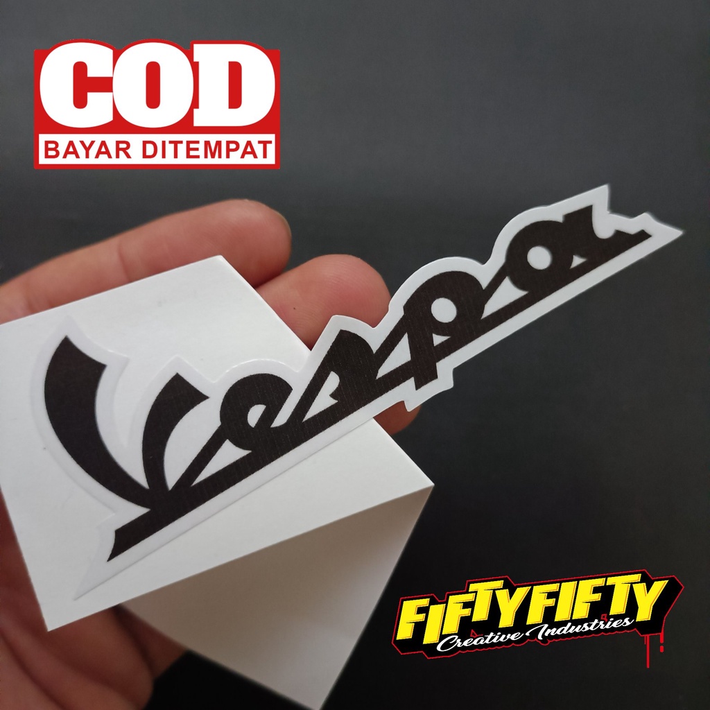 Stiker Print Cut VESPA Stiker Printing Laminasi Glossy Stiker Motor Mobil Helm Sudah Membentuk Pola Desain