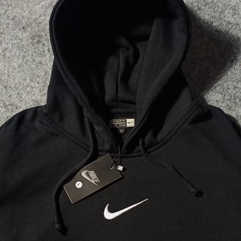 HOODIE NIKE LOGO BLACK FULL TAG LABEL CASUAL HYPE