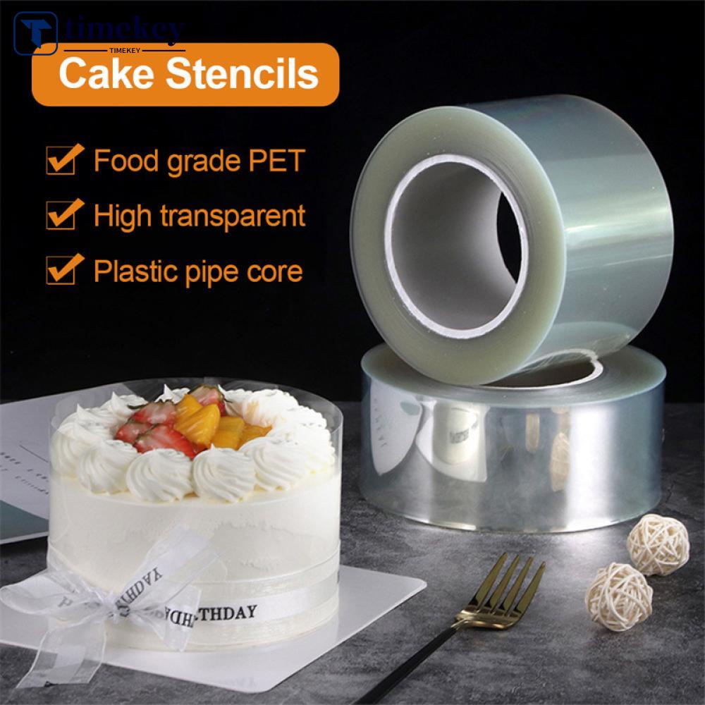 Timekey 10m/Roll Transparan Kerah Kue Lapisan Film Mousse Pinggiran Keliling Kue Permen Coklat Baking Surround Film Kue Stensil U7Z1