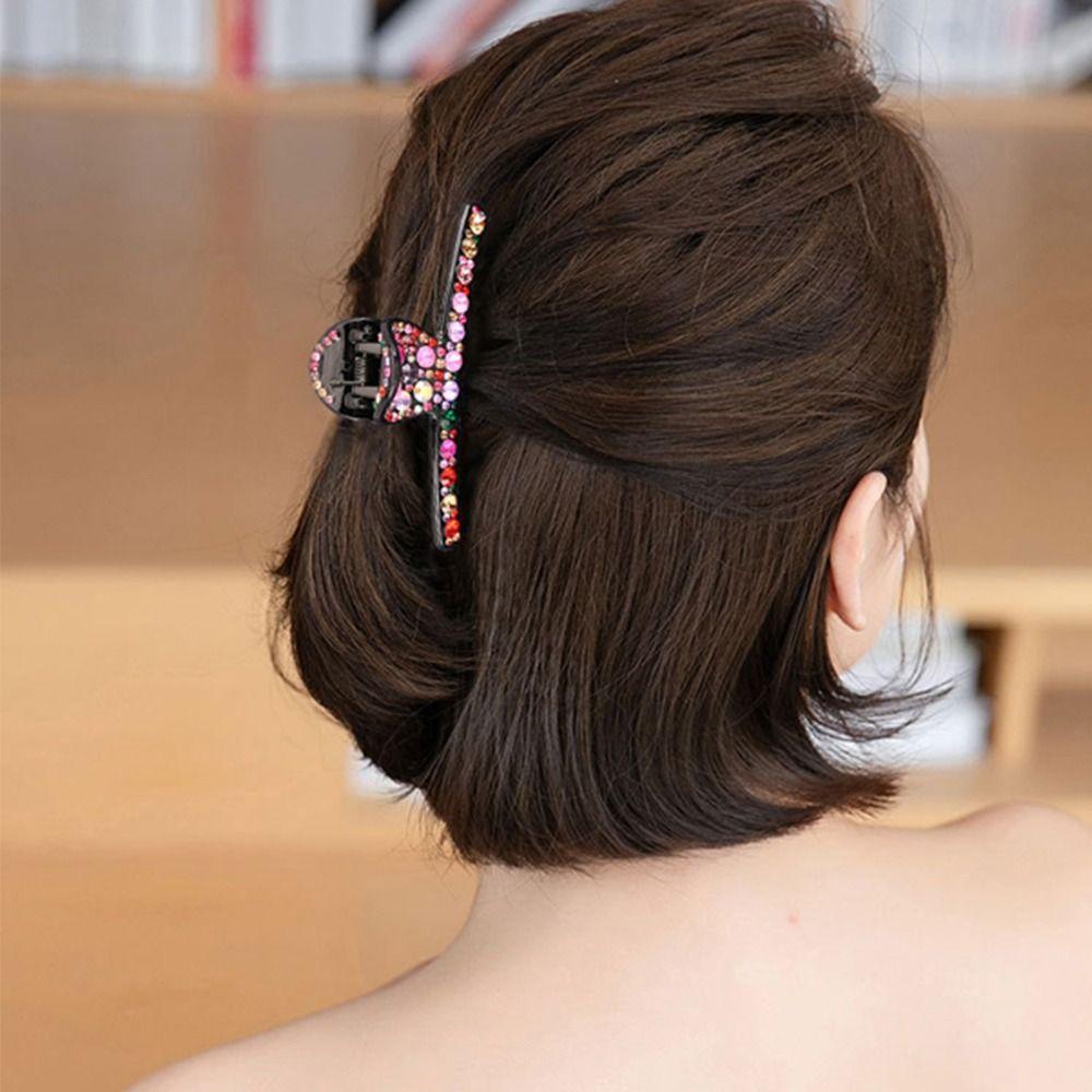 Needway   Wanita Hiu Klip Fashion Halus Berkilau Resin Gadis Hadiah Ponytail Holder Berlian Imitasi Aksesori Rambut Gaya Korea Hair Clip