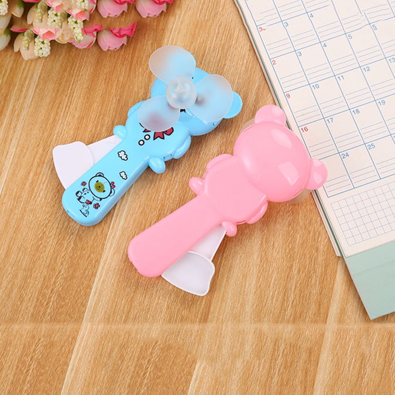 Kipas Angin Genggam Mini Manual Portable Motif Kartun Beruang Lucu Untuk Anak / Outdoor / Musim Panas
