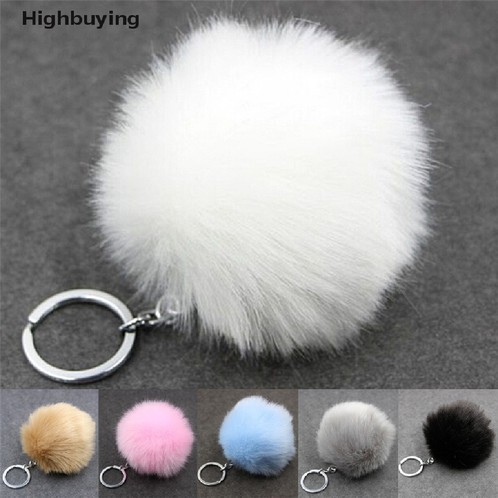Hbid Gantungan Kunci Gesper Logam Perak Imitasi Kelinci Bulu Bola Liontin Tas Key Chain Lucky Glory