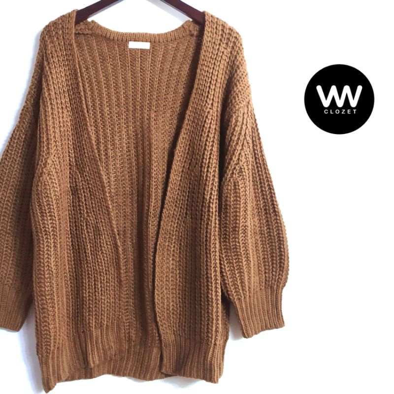 vwclozet | 210780 | Earth Music & Ecology | Outer rajut tebal kepang chunky kecil coklat