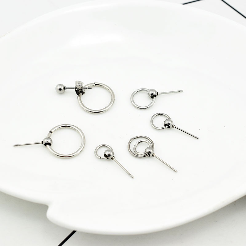 Anting Versi Korea Anting Lingkaran Kecil Unik Pria Wanita Pasangan Baja Titanium Cincin Polos Anting Sederhana ins Influencer