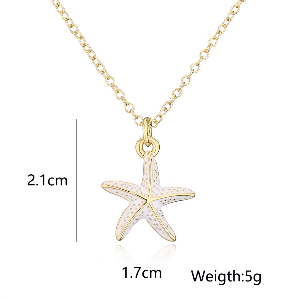 [COD Tangding] Vintage Starfish Pendant Kalung Wanita Gadis Fashion Menetes Minyak Klavikula Rantai Perhiasan