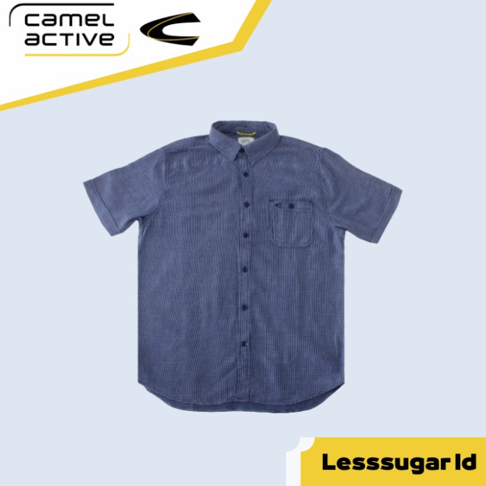 Kemeja CAMEL ACTIVE Warna Navy Polos Casual Formal Bahan Katun