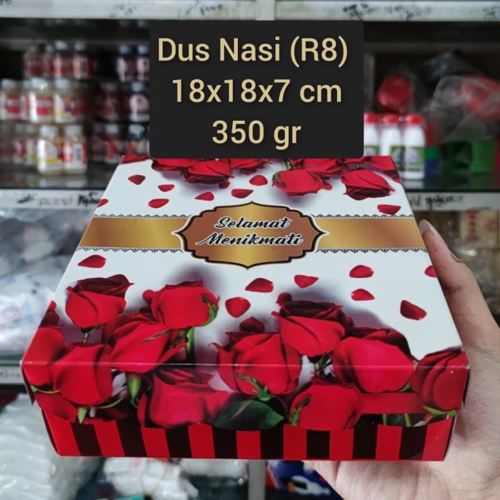 

Box / Kardus / Dus Nasi Kue Snack Makanan - 18x18x7 cm - Mawar