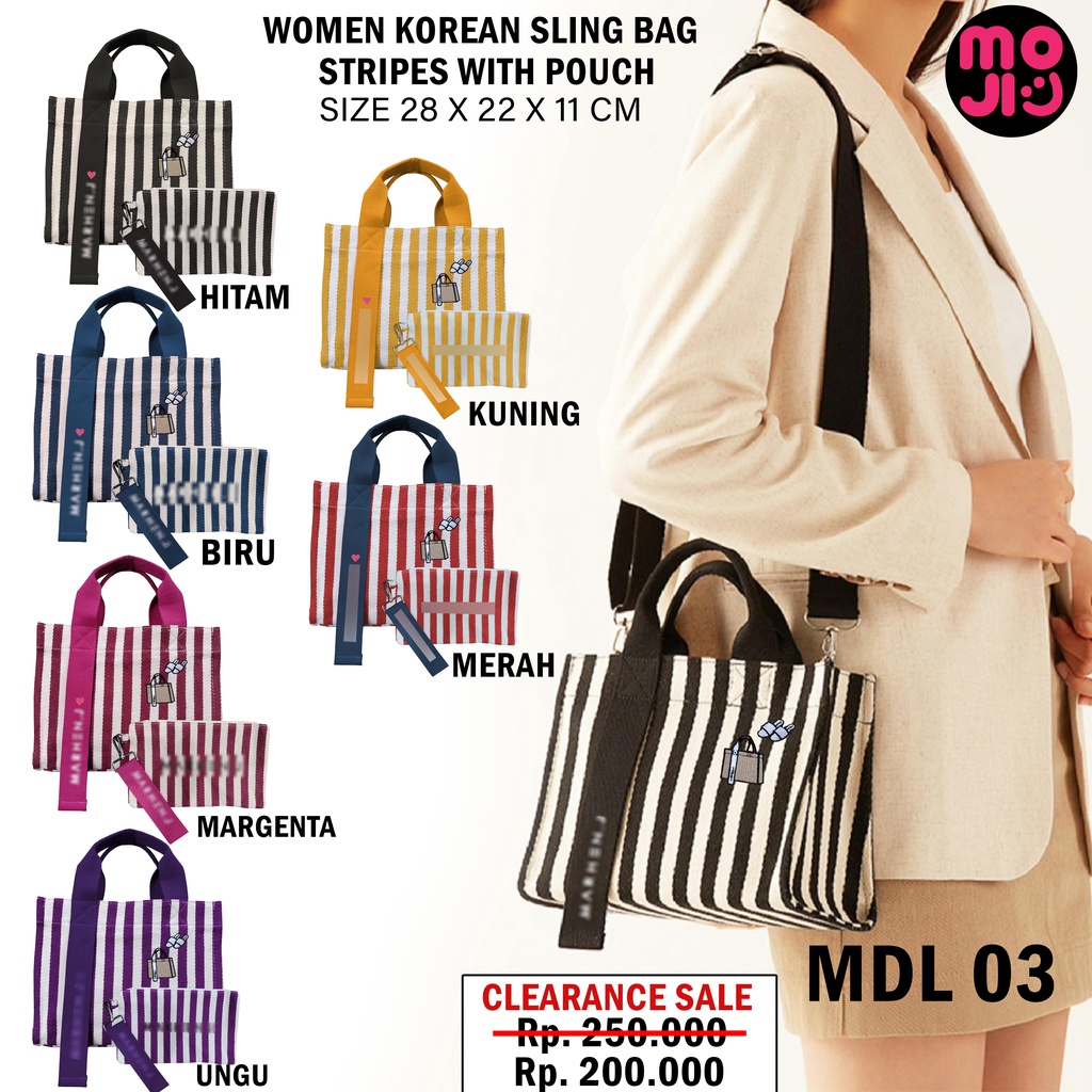 Tas Selempang Wanita Korea Strip Garis dan Polos