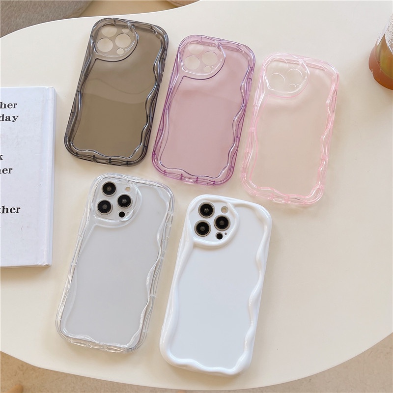 IPHONE Creamy Casing Ponsel Tepi Bergelombang Anti Jatuh Iphone11 12 13 14 Pro Max XR X XS 7 8 P lus Se2020 Shockproof Case Cover