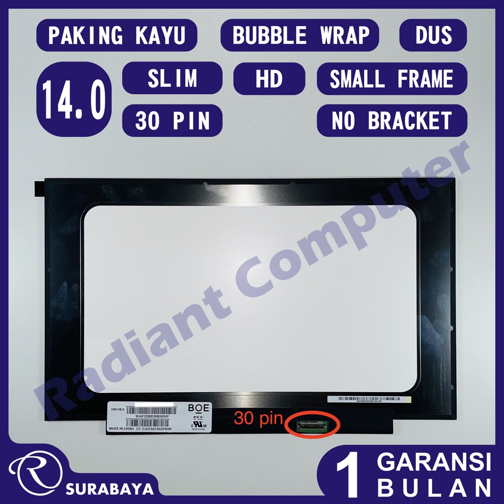 HD LCD LED 14.0 Slim 30 pin 1366*768 Small Frame Nano Edge No Bracket