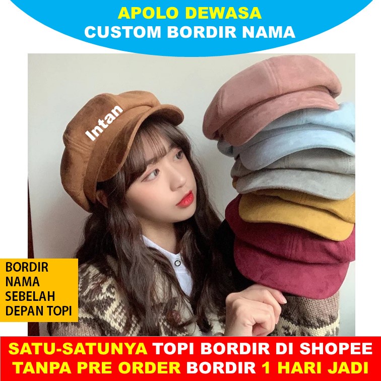 Topi Apolo Pria dan Wanita Apolo Polos Dewasa Custom Bordir Nama