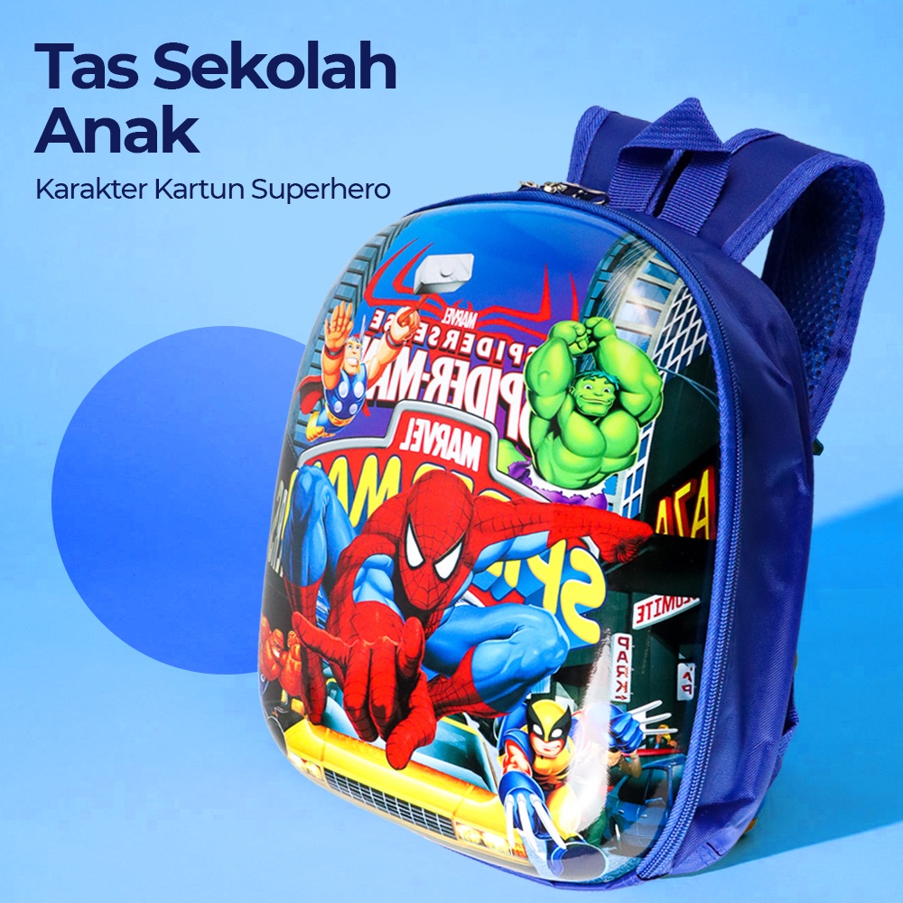 GV5 Zihui Tas Ransel Anak Sekolah Backpack Karakter Kartun Superhero Zh28 Blue Or-i