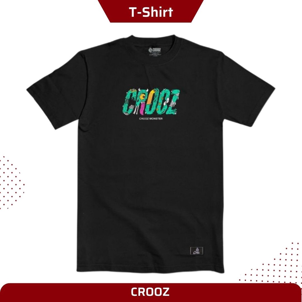 CROOZ T-Shirt New Monster Black / Kaos Distro Hitam Lengan Pendek Pria Wanita  - A05