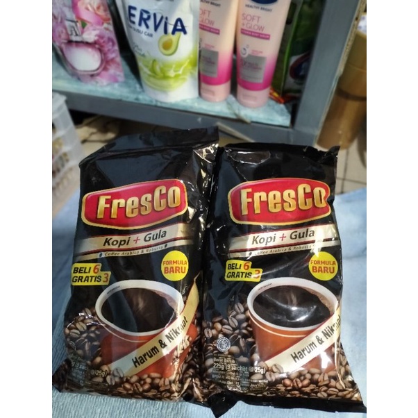 

Fresco kopi+gula coffee arabica&ribusta isi 6+3 sachet @25gr