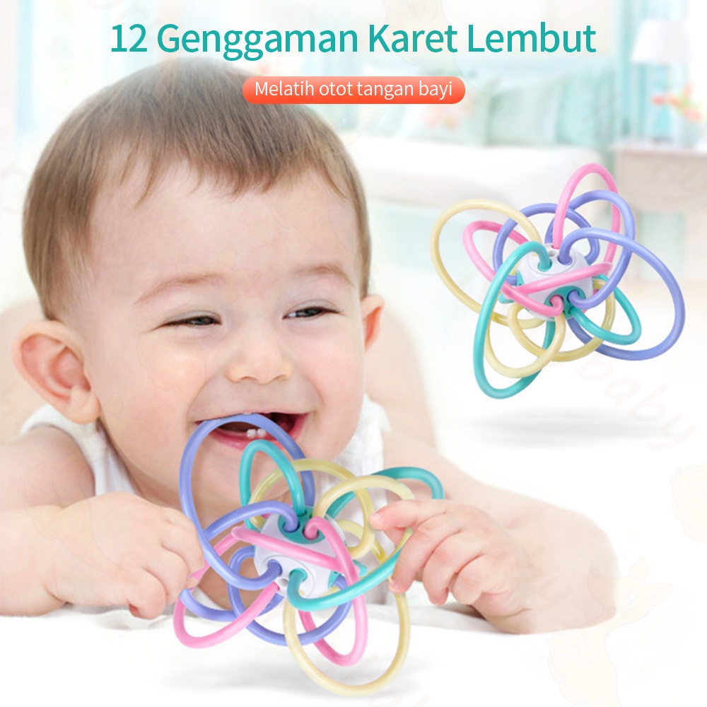 Gigitan Bayi Mainan Bpa Free Silikon Manhattan Rattle Bola Teether Bayi Gigitan Bayi Bpa Free