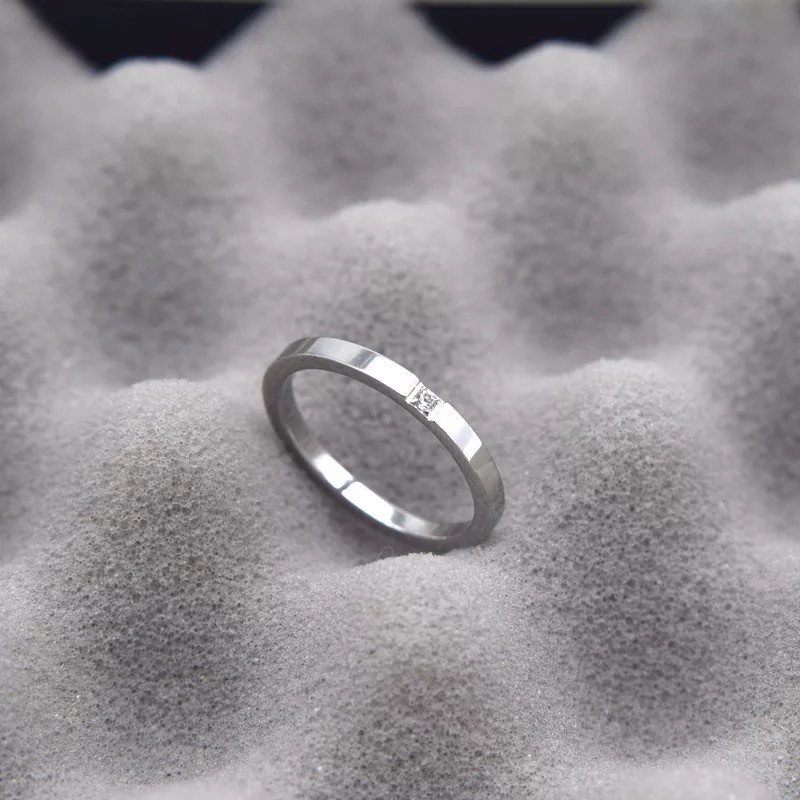 Cincin Jari Telunjuk Bahan Stainless Steel Aksen Berlian Zirkon | Cincin Titanium Steel 18K Warna Rose Gold Dengan Berlian Imitasi Untuk Wanita | Perhiasan Cincin Indah Untuk Wanita