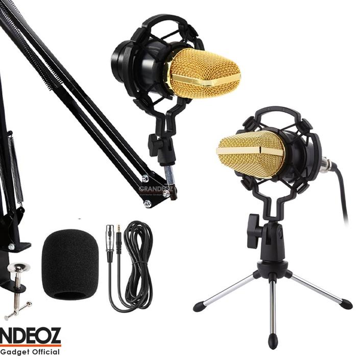 TaffSTUDIO BM 700 Mikrofon 3.5mm Kondenser Studio dengan Shock Proof USB Mount BM700 Mic BM-700 Cond
