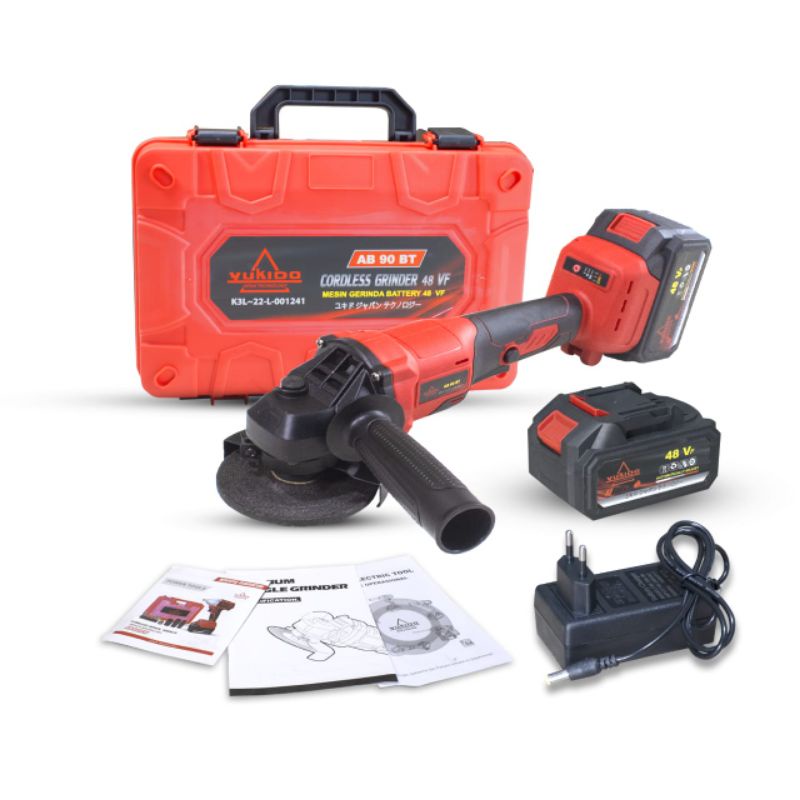 Yukido Paket Chainsaw Gergaji Rantai Elektrik Mini 12 Inch Portable Genggam Lithium 48 Volt Chain Saw Adaptor + Gerinda Cordless 2 Baterai