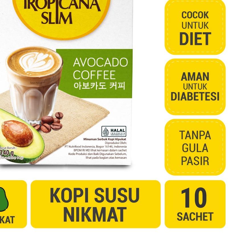 

❈ Tropicana Slim Avocado Coffee 10 Sachet - Kopi Susu Nikmat Tanpa Gula Pasir ◄