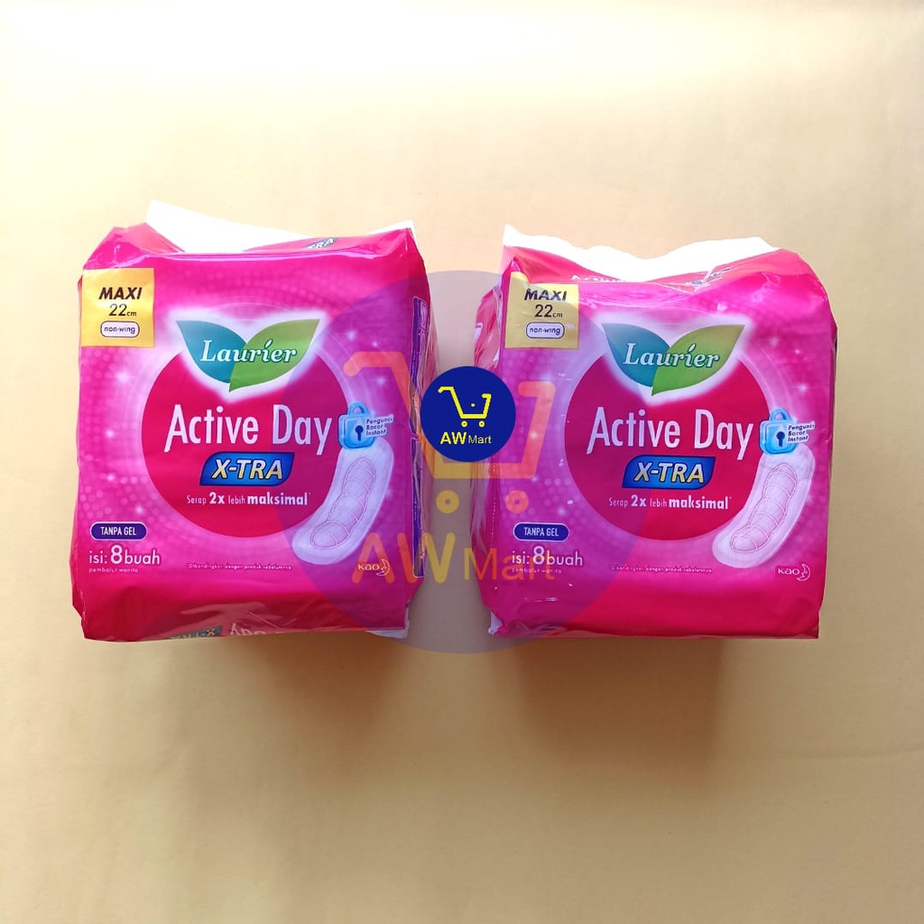 LAURIER ACTIVE DAY SUPER MAXI 8 PADS - LAURIER RELAX NIGHT PADS 30 CM (8 PADS) 35 CM (6 PADS)